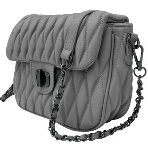Badgley Mischka Gray Quilted Crossbody Bag